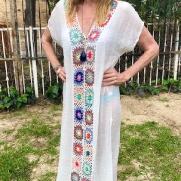 Long semi sheer dress, swimsuit cover up, dress - Picture 1 of 4